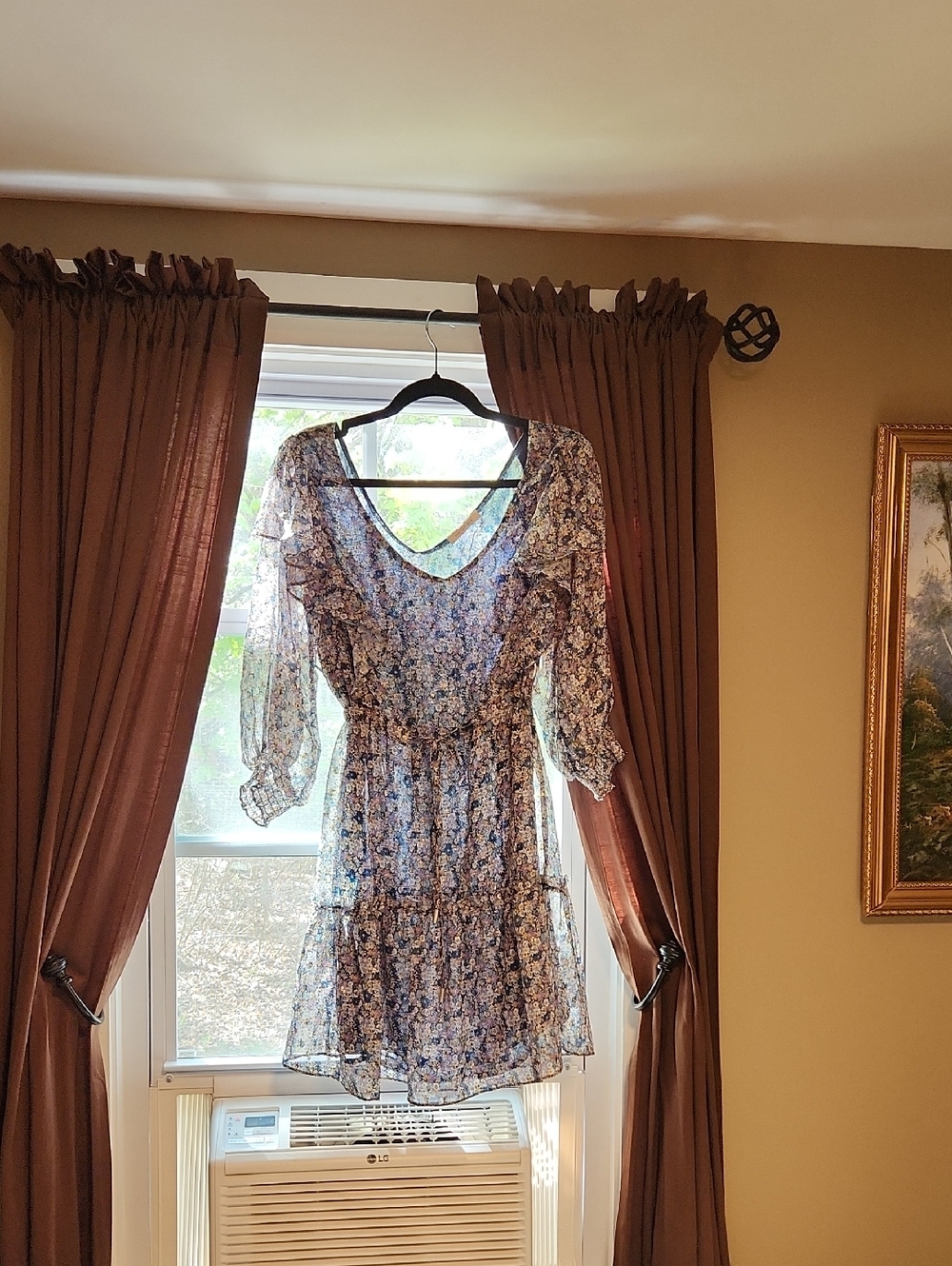 Skies Are Blue Floral Mini Dress in Blue and White